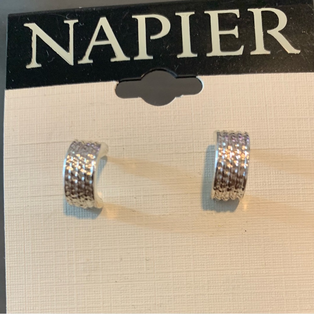 Napier Silver Textured Hoop Earrings